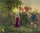 Χριστόφορος Κολόμβος με το σπαθί περιέρχονται στην κατοχή των νέων εδαφών
